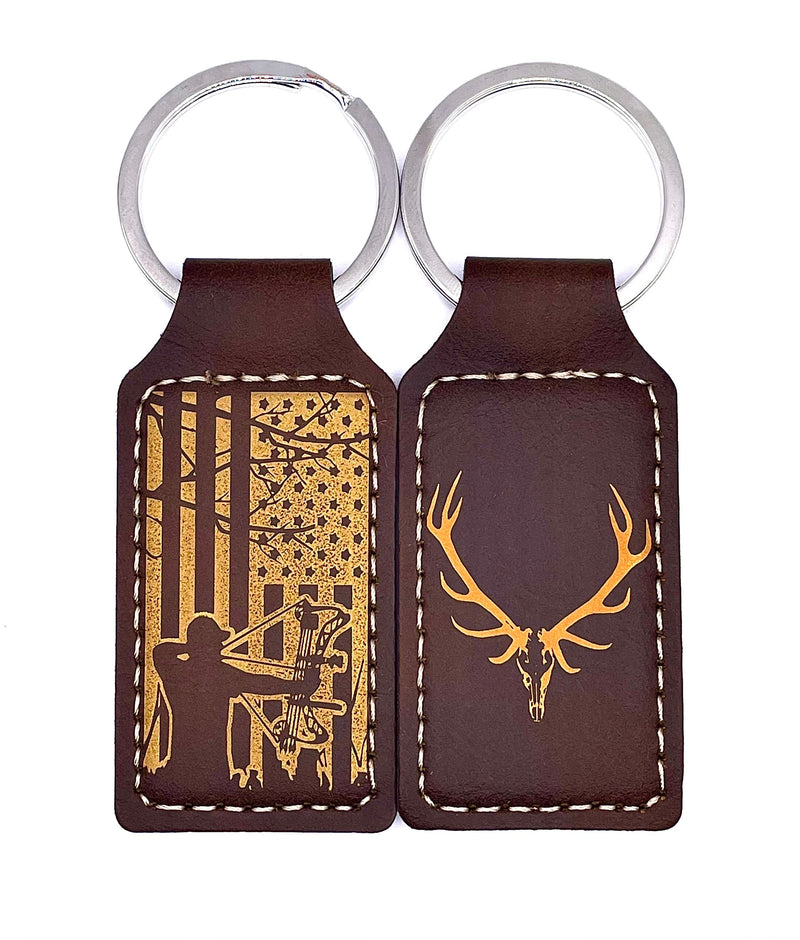 American Bowhunter, Leather Engraved Keyring