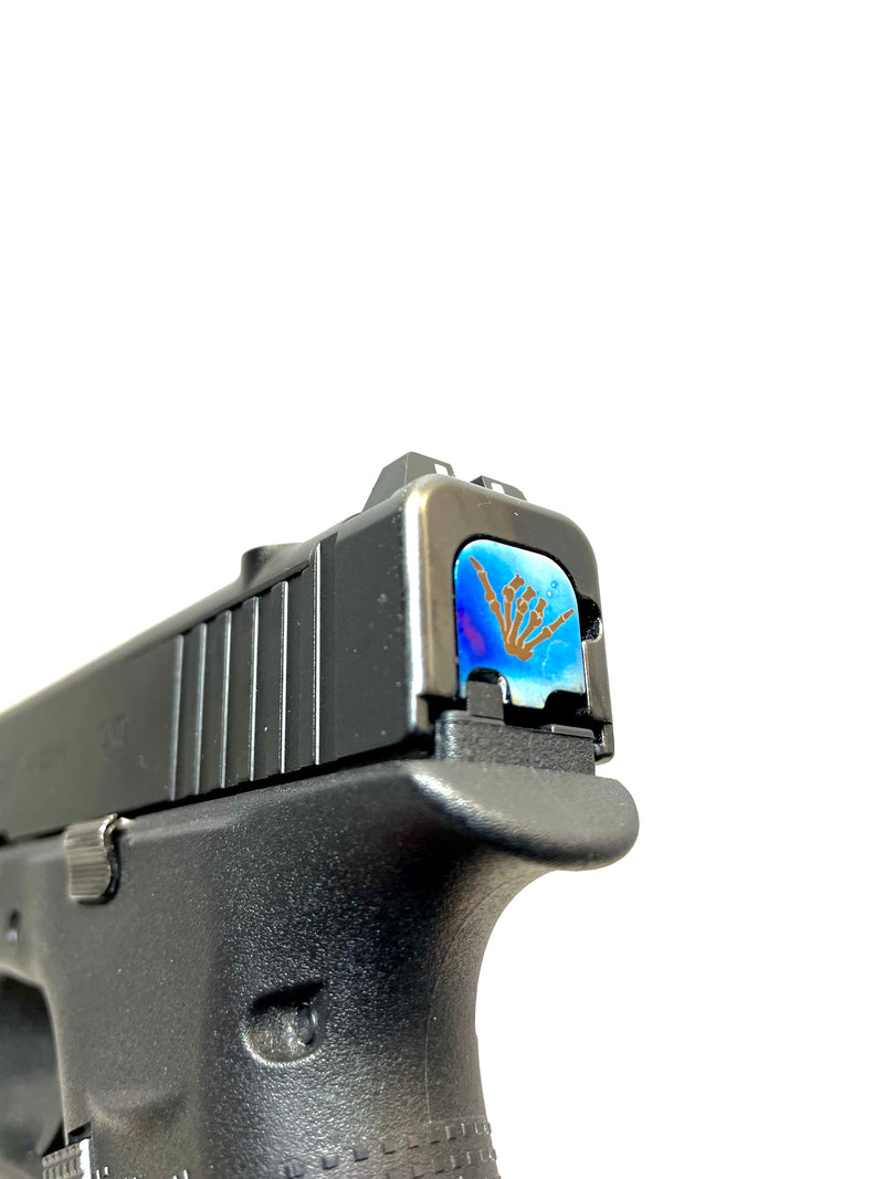 Hang Loose Titanium, Flame Anodized Glock Back Plate (single stack/ slim line size)